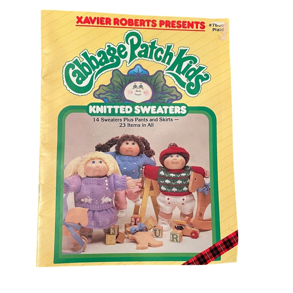 Vintage Cabbage Patch Kids Knitted Sweaters Pattern Book Xavier Roberts 7800